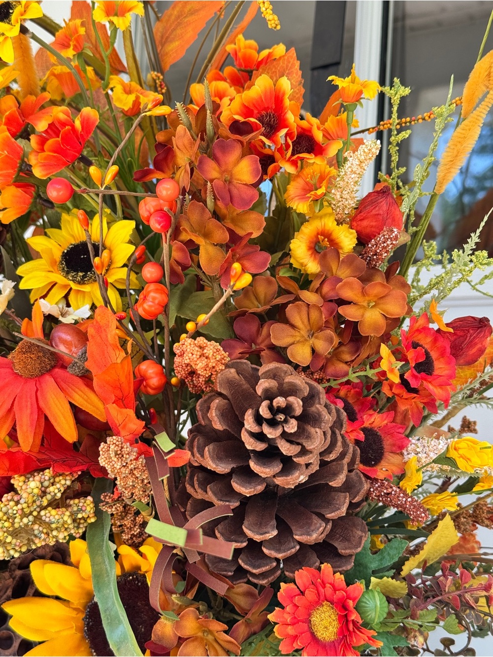 Autumn Rattan Basket Door Arrangement/Floral Arrangement - Picture 7 of 11